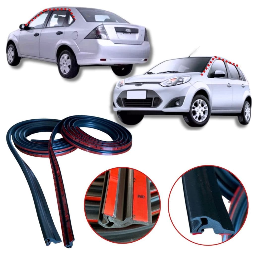 Par Pingadeira Superior Interna Portas Vedação Água - Ford Fiesta Hatch e Sedan 2003 até 2013