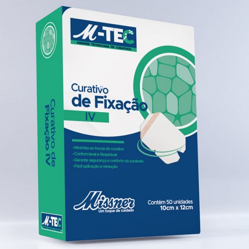 Curativo De Fixação IV M-Tec 10cm X 12cm Cartucho C/ 50un