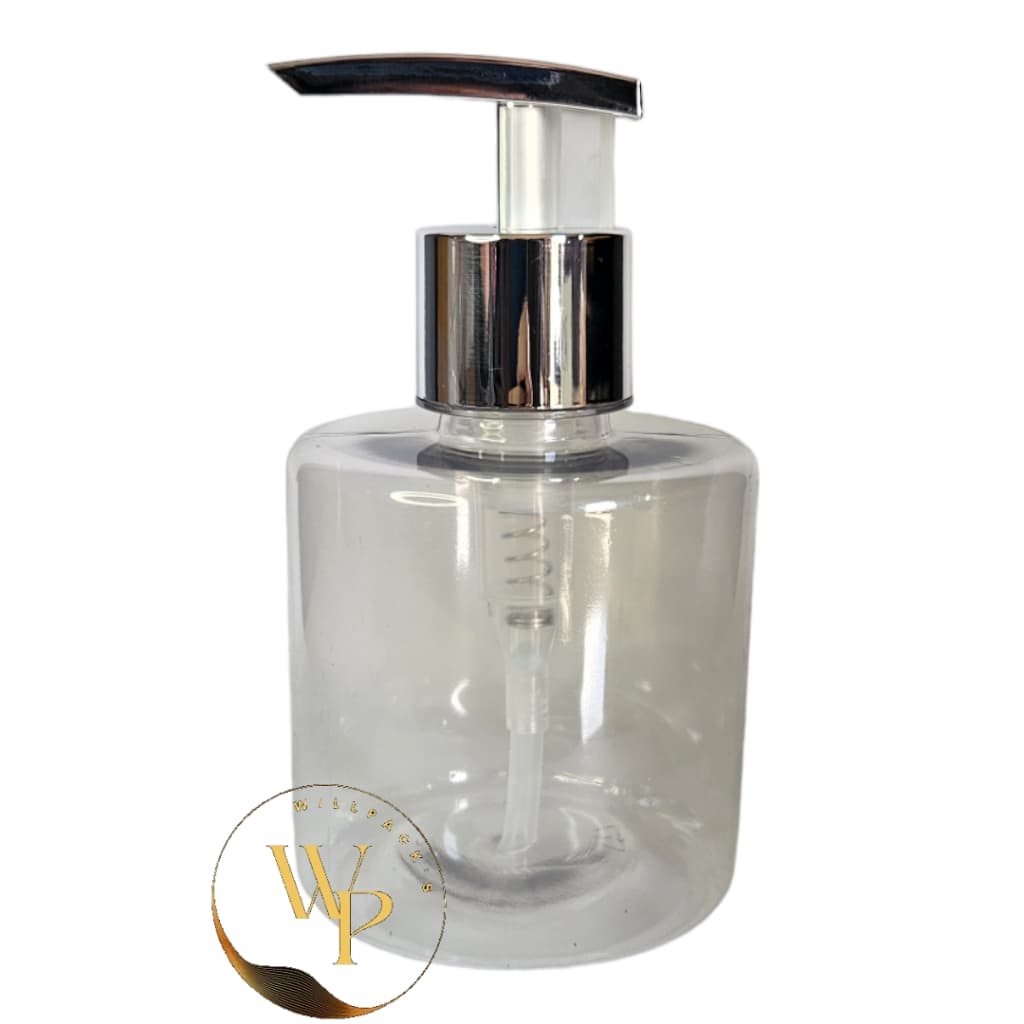 Frasco Pet Cilindrico Ombro Reto 250ml R28 Com Válvula Pump Super Luxo Dourado , Rosê ou Prata Com Trava Para Sabonete, Shampoo, Condicionador etc
