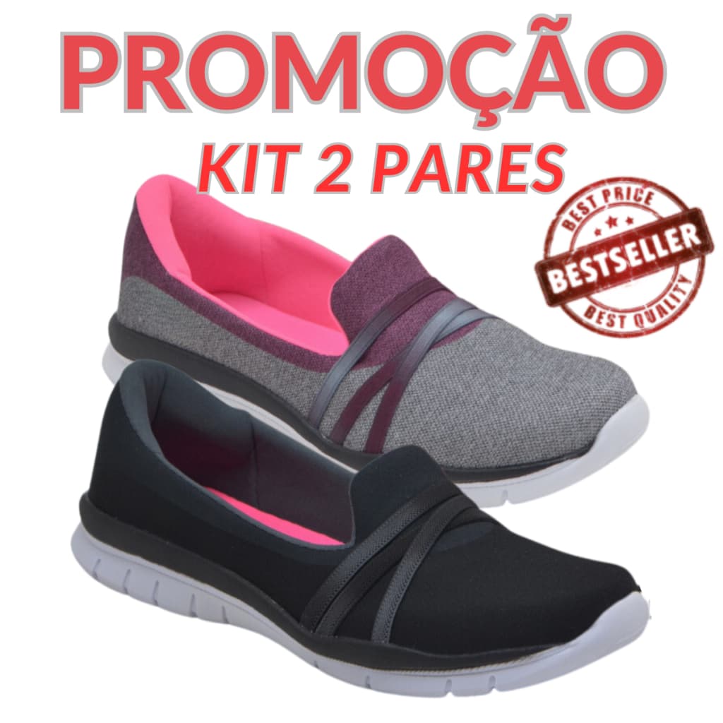Kit 2 Sapatilha Lunna Rigui Feminina Para Caminhada