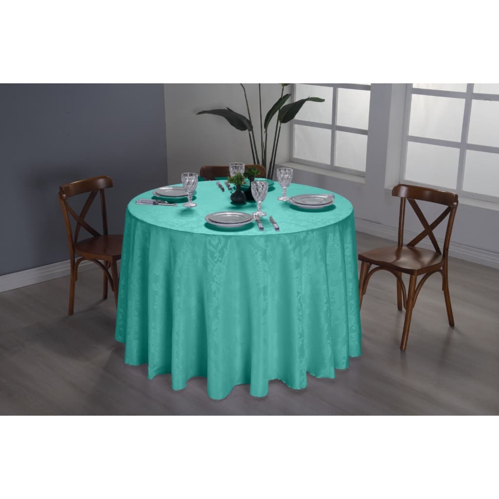 Toalha de Mesa Redonda Grande Jacar Adamascado 2,80m Luxo Tifany