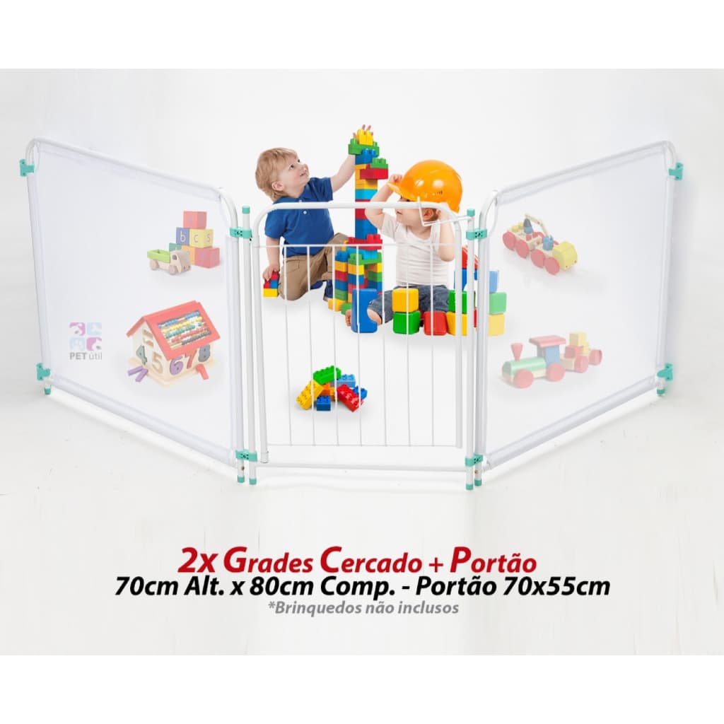 Kit Cercadinho Grade Chiqueirinho Bebê Cachorro Portátil Segurança