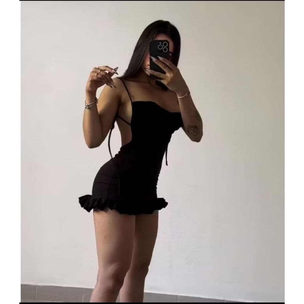 Vestido Curto Com Babado Franzido Alça Ajustável Suplex Premium ( Gabriela )