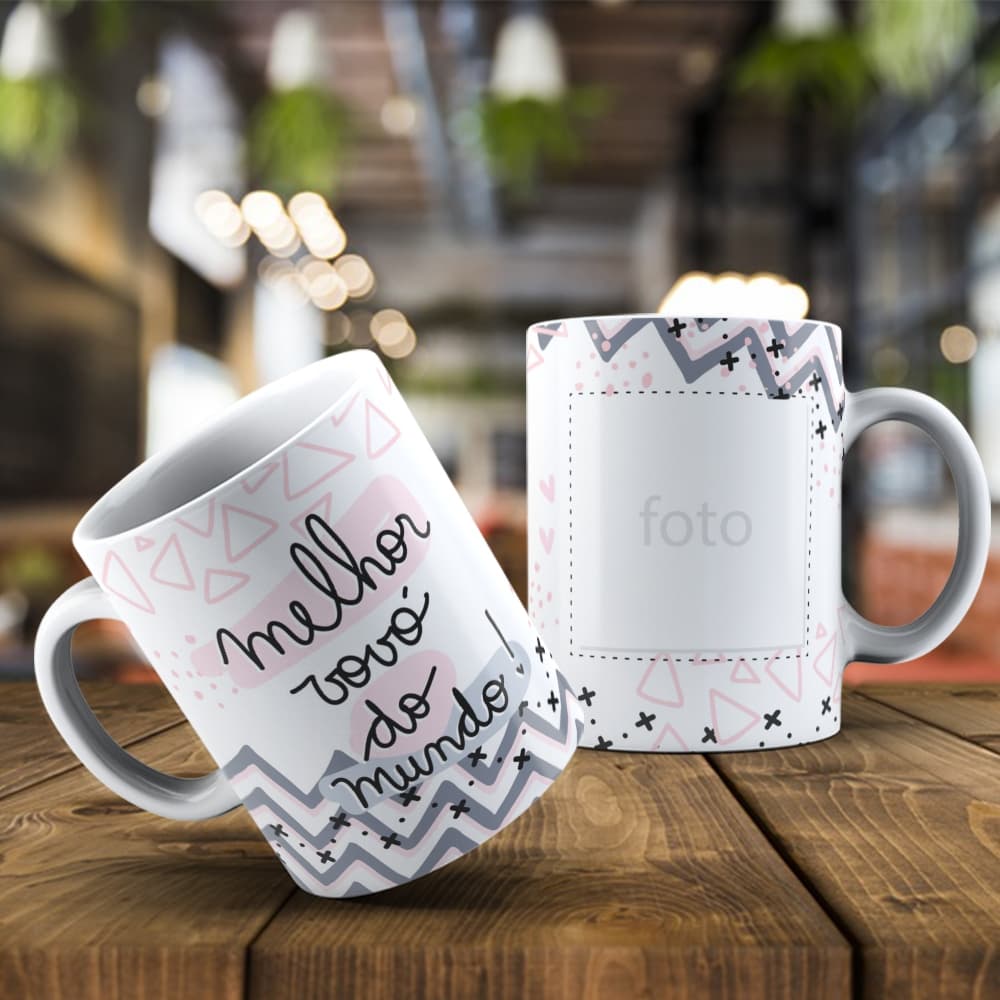 Caneca Xícara Dia Dos Avós Dia Da Vó Personalizado Com Foto Melhor Vóvo Do Mundo - OFERTA RELAMPÂGO!
