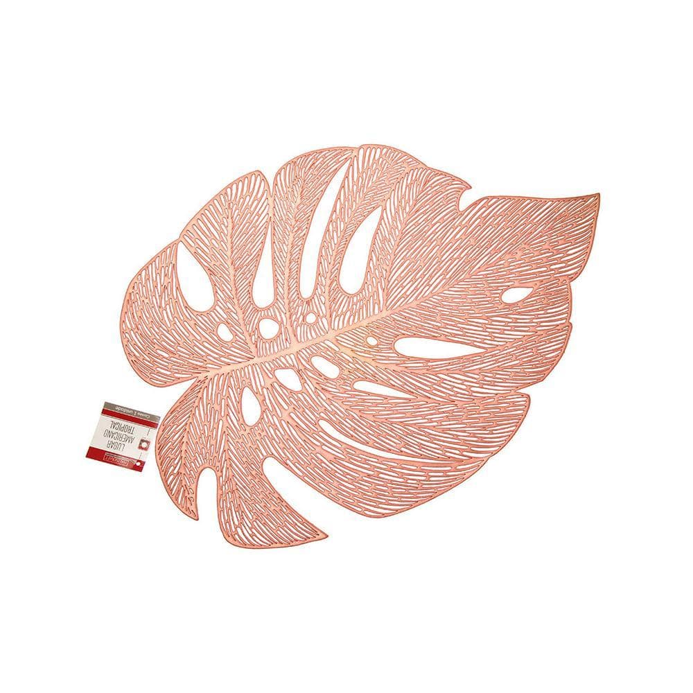 Kit 4 Lugares Jogo Americano Sousplat Tropical Rose Gold 43x33cm Hauskraft