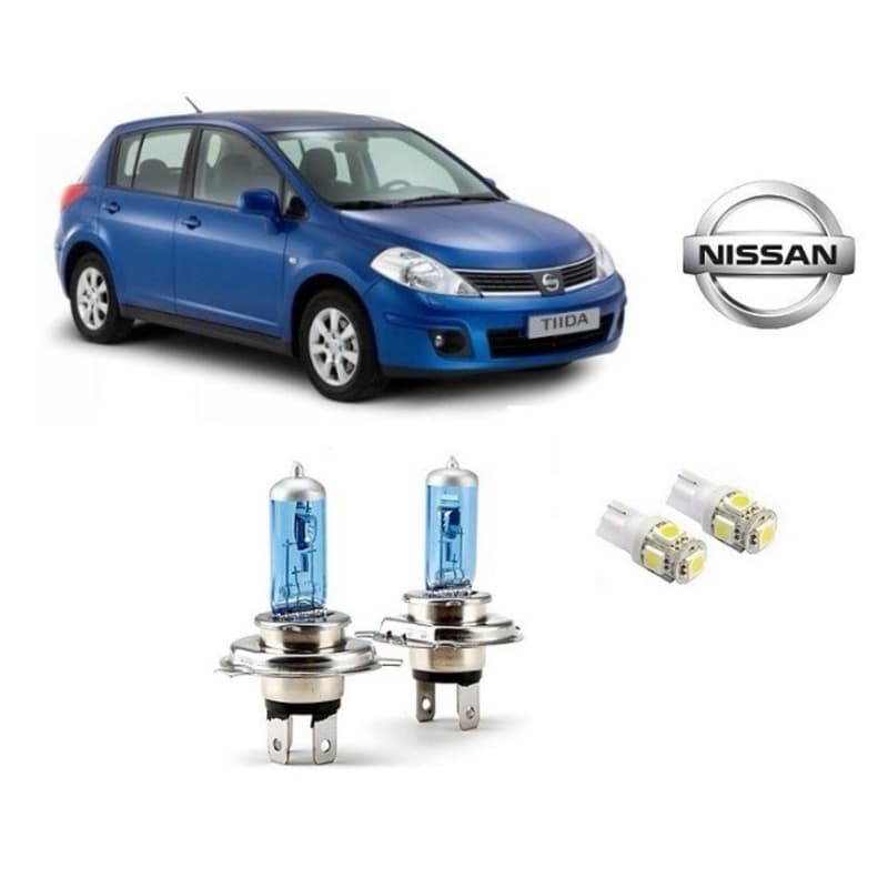 Kit 4 Lampadas Super Brancas Farol + Lanterna Nissan Tiida
