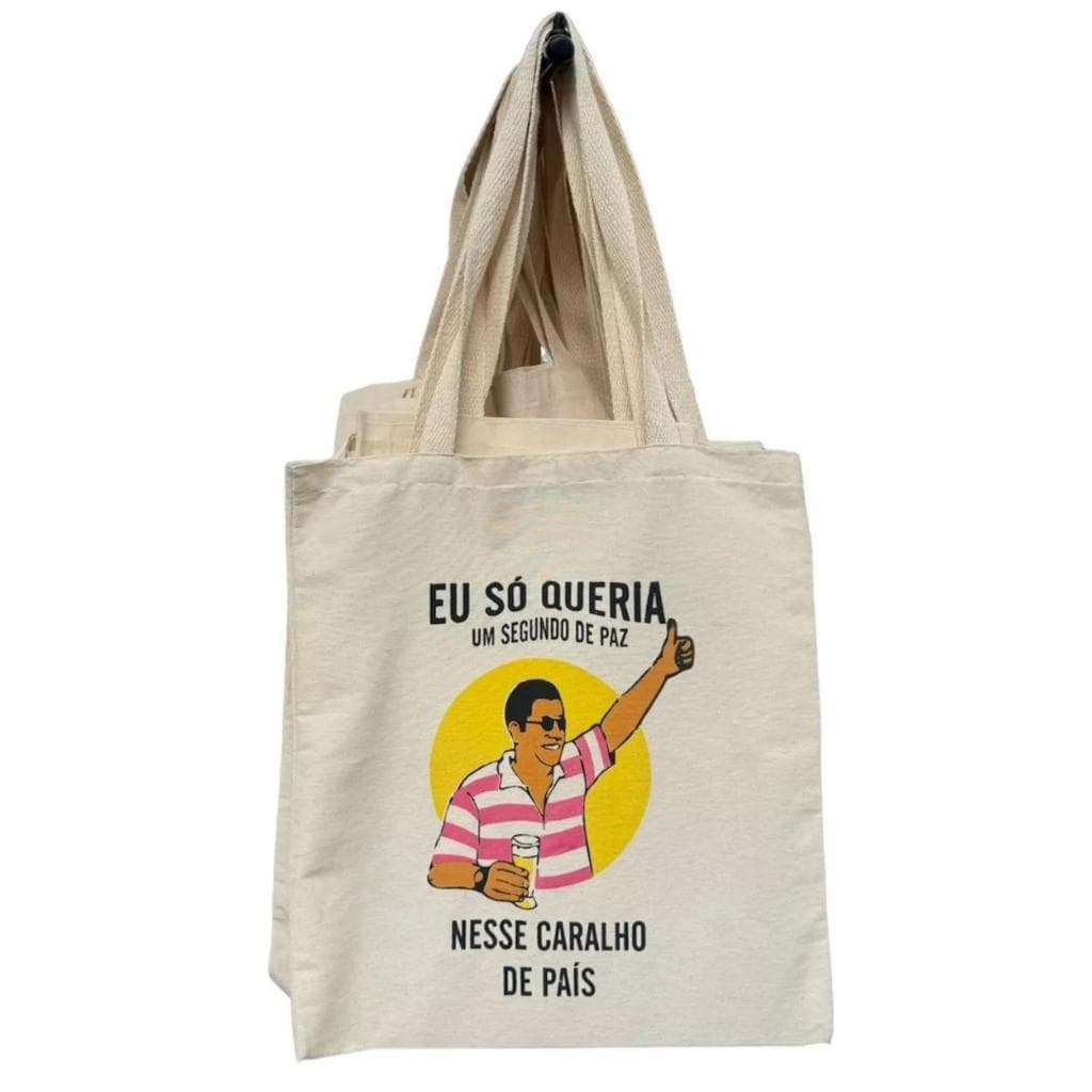 Bolsa Ecobag Algodão Cru Estampa Frase Divertida ZECA PAGODINHO – Estilosa e Espaçosa