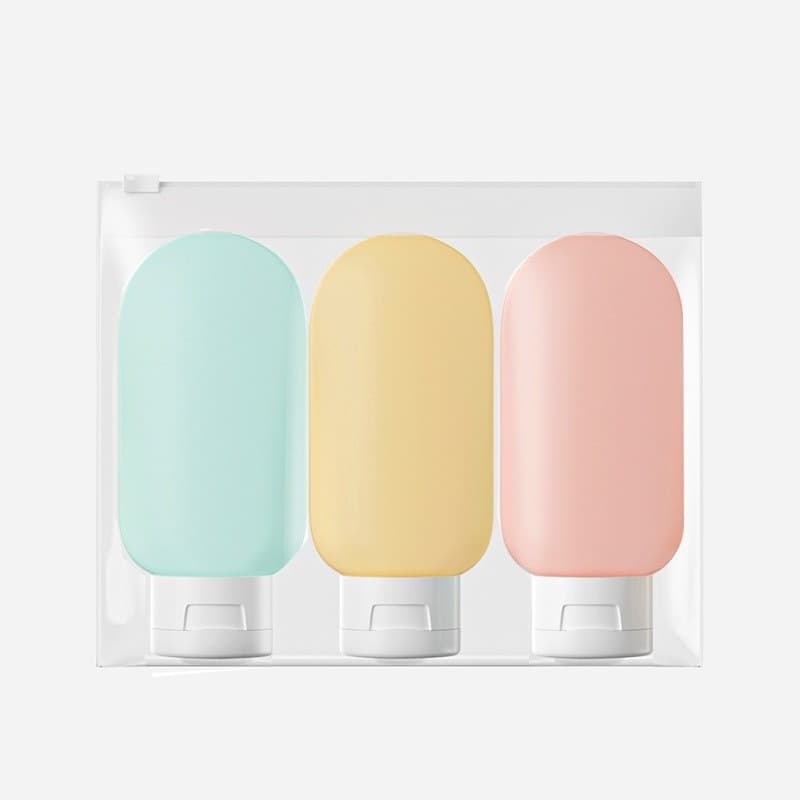 Kit 3 Peças Viagem Porta Shampoo Mini Frasco Pote Creme 60ml