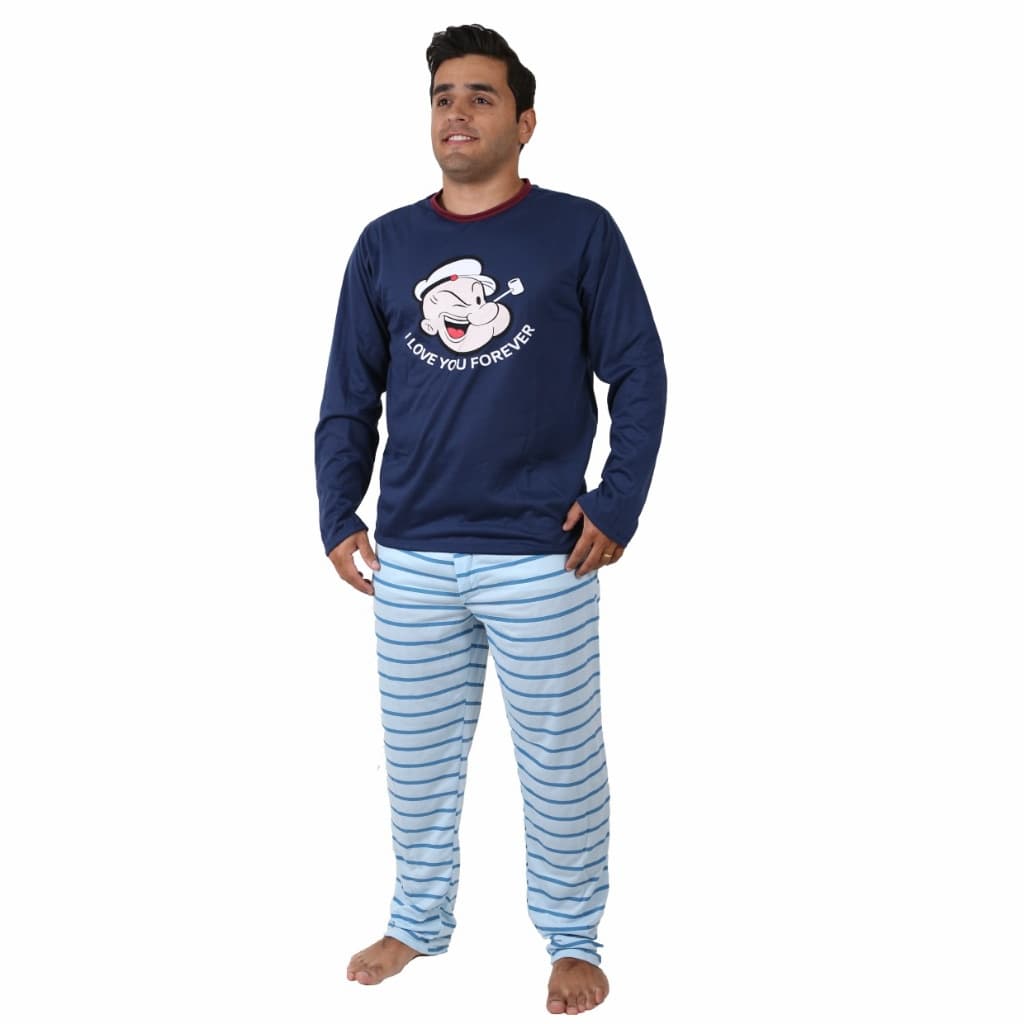 Pijama Masculino De Frio Manga Longa E Calça Comprida Estampado