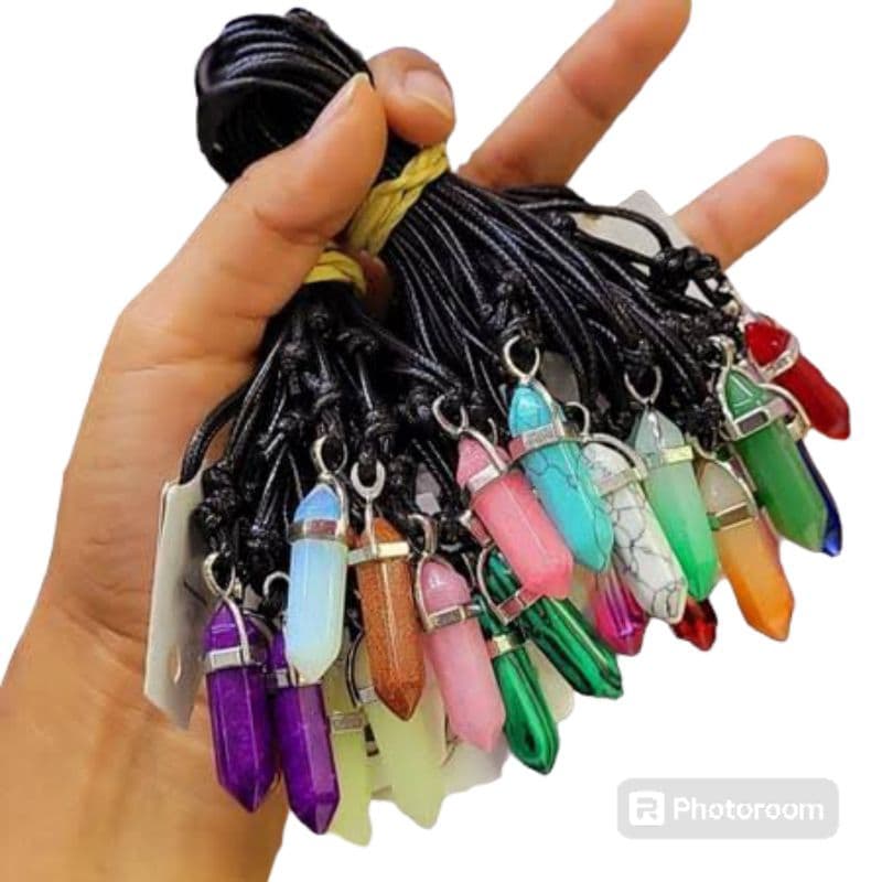 Kit 4 Colar Ajustável Pedra Natural Jade Hippie Unissex  Vintage
