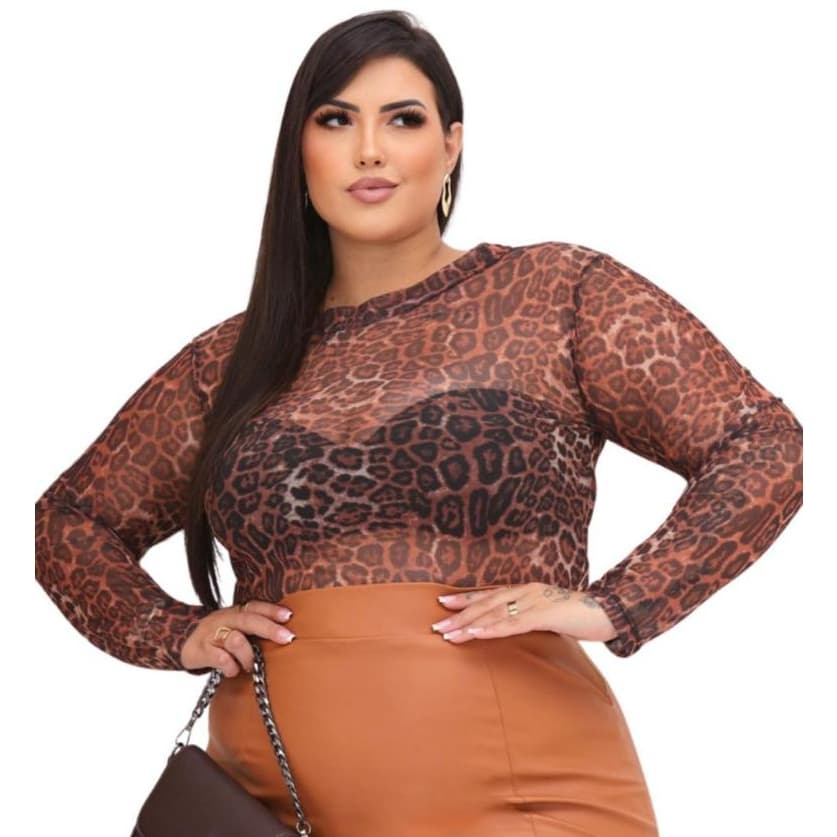 Body Blusa Tule Plus Size Transparente Varias Estampas Bt003