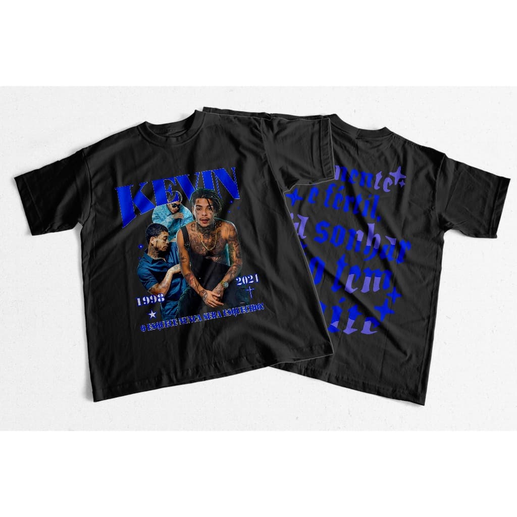 Camisa Camiseta Mc Kévin A Mente É Fértil Pra Sonhar Não Tem Limite Homenagem Ídolo Mcs Estampa Azul