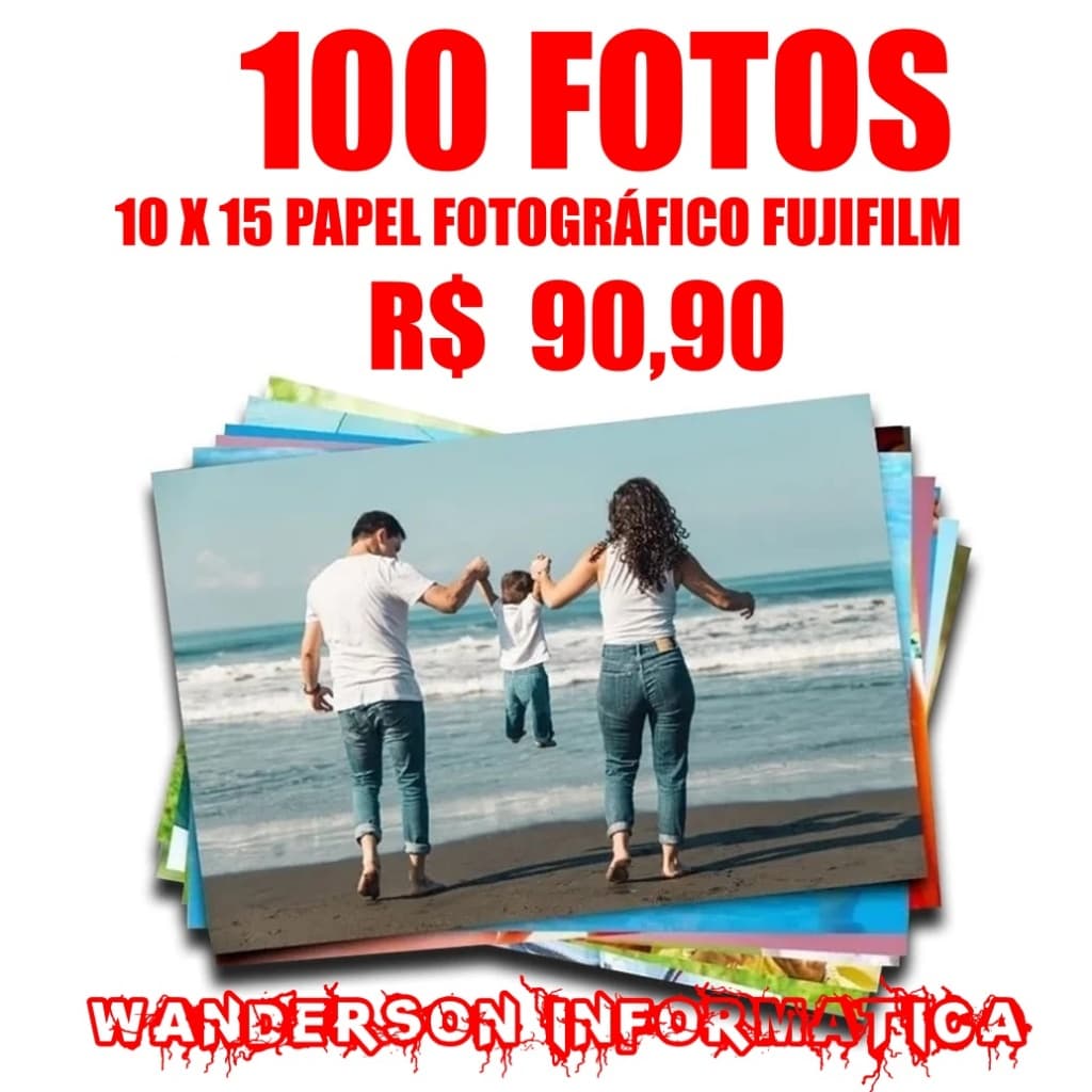 100 Revelação de fotos 10x15 - 100 fotos reveladas no papel fotográfico