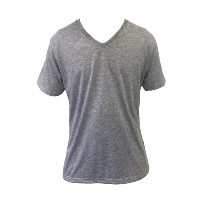 Camiseta GOLA V CINZA MESCLA 100% poliéster camisa masculina para sublimação