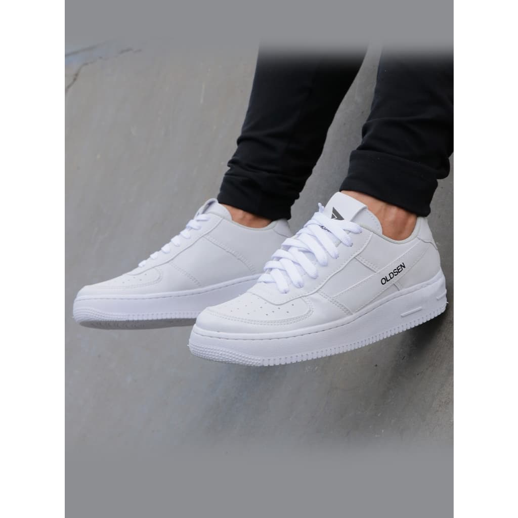 Tenis feminino Branco Masculino Casual Para atividades Esporte Skate Barato Lançamento Oldsen