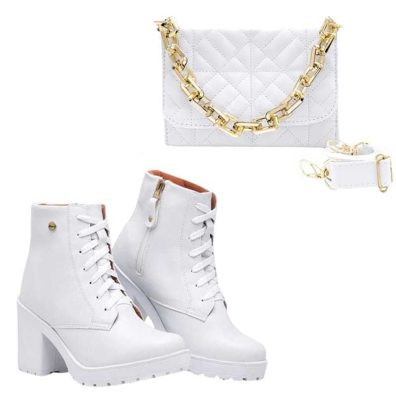 Bota coturno tratorada Feminina + Bolsa Feminina Blogueira de mao e transversal Promoção