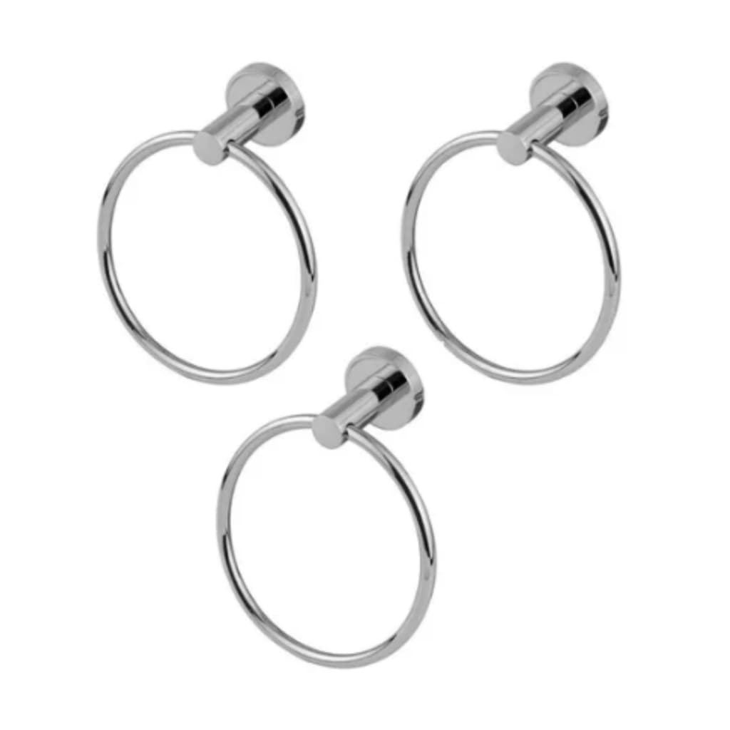 Kit 3 peças porta toalha de mão toalheiro argola cromado