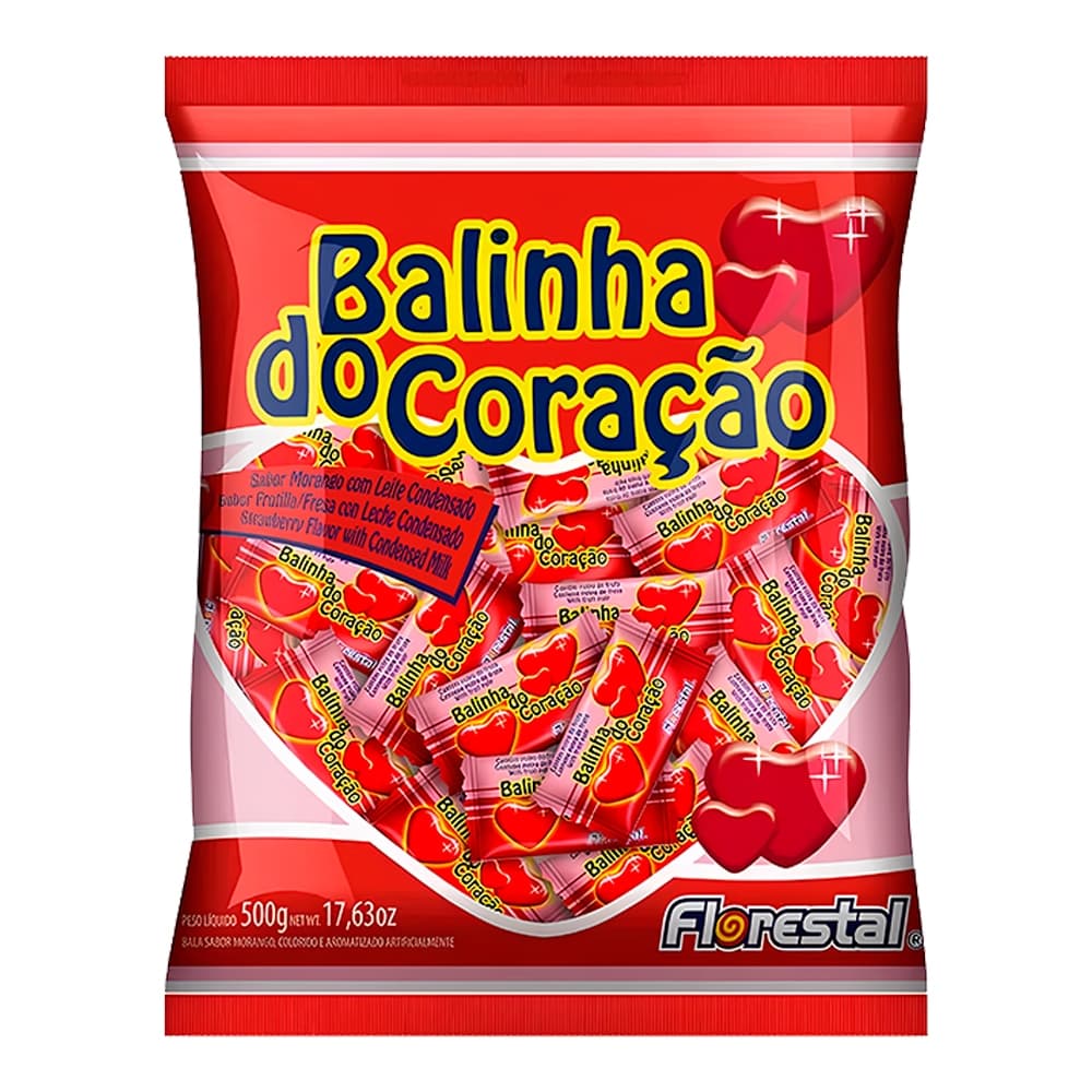 Balinha Do Coração Morango 500g Florestal