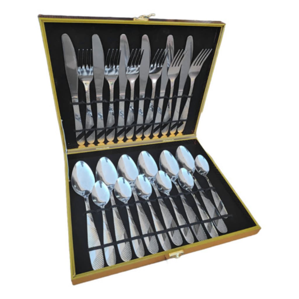 Jogo De Talheres 24 Peças Inox Faqueiro Premium Com Malete
