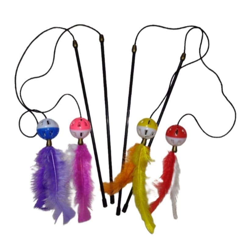 Varinha para Gatos com Bolinha e penas Gato Brinquedo Vara divertida