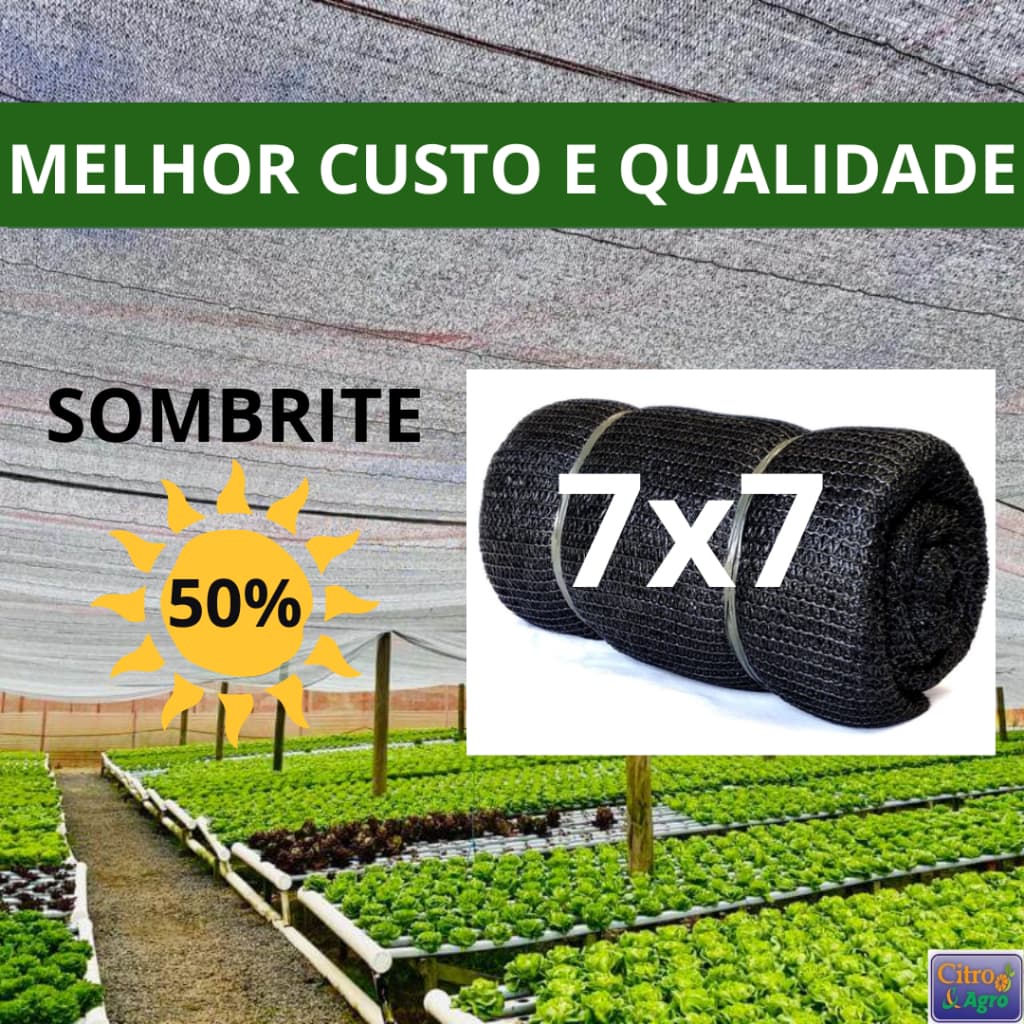 Tela Sombrite Preta 50%  -7x7 metros.