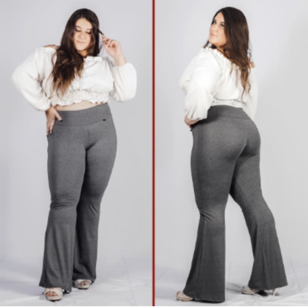 Calça Legging Flare Plus Size Flanelada Leg Boca De Sino Bailarina Grossa Zero Transparência