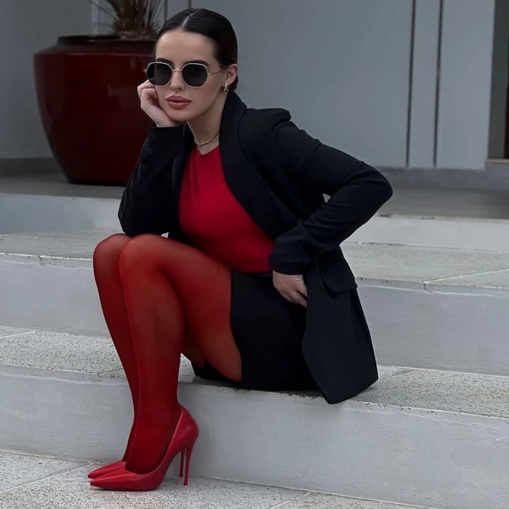 Meia Calça Fina Adulto Vermalho De Vinho Natural moda populares FIO 40D