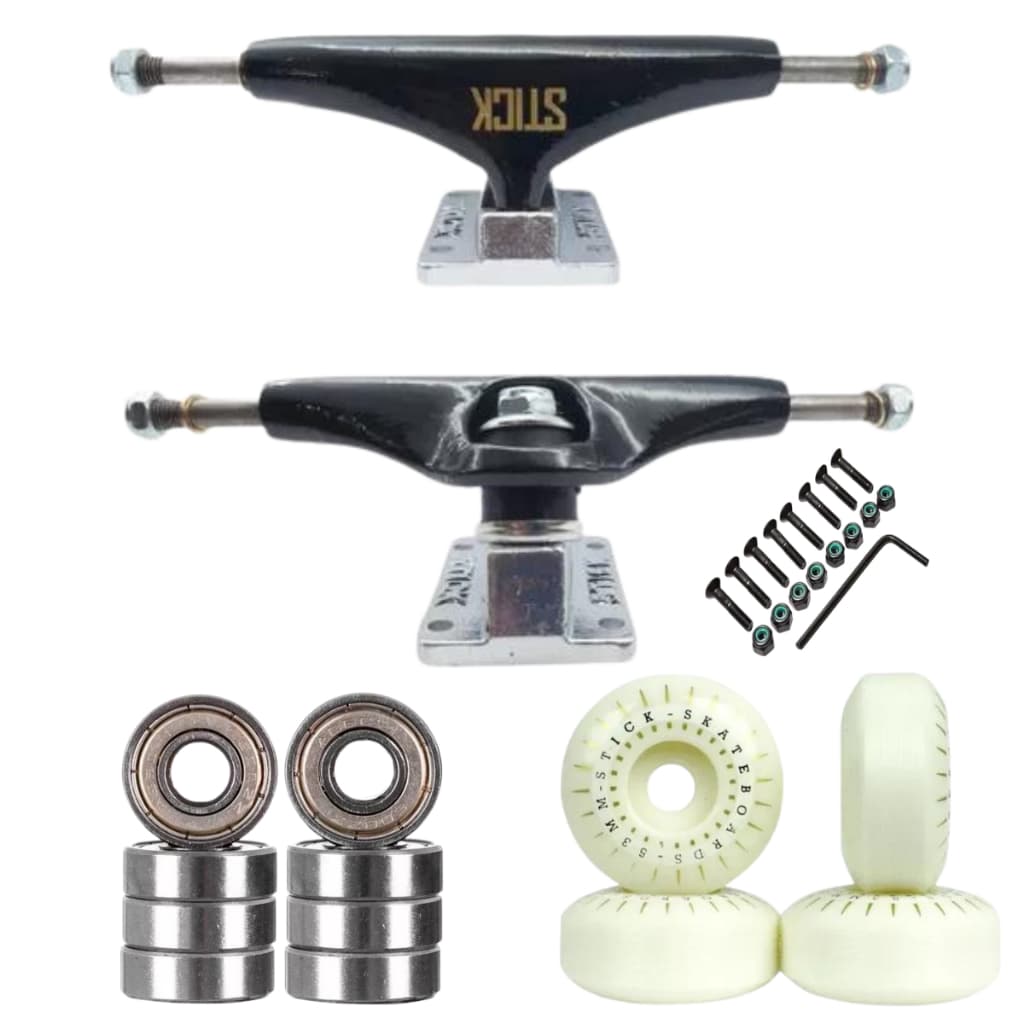 Kit Stick Truck 139 Mm Roda 53 Mm Rolamento Abc1para Skate