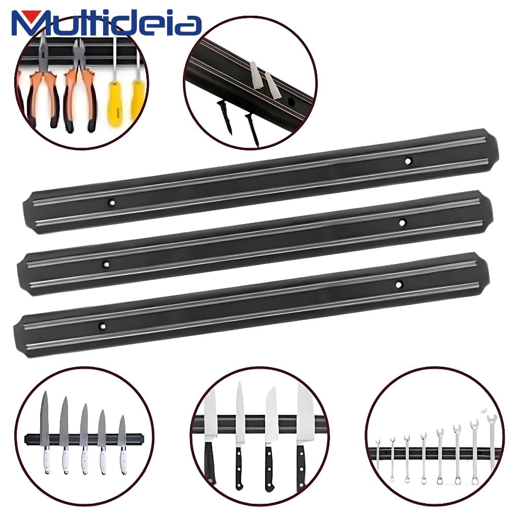 Barra Magnética 33cm De Parede Para Faca E Utensílios Organizador Porta Facas Imã Faqueiro Suporte Cozinha