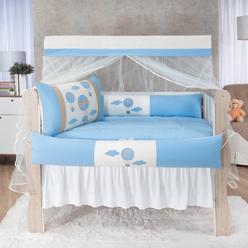 Kit De Berço Americano Urso Baloeiro Azul Claro