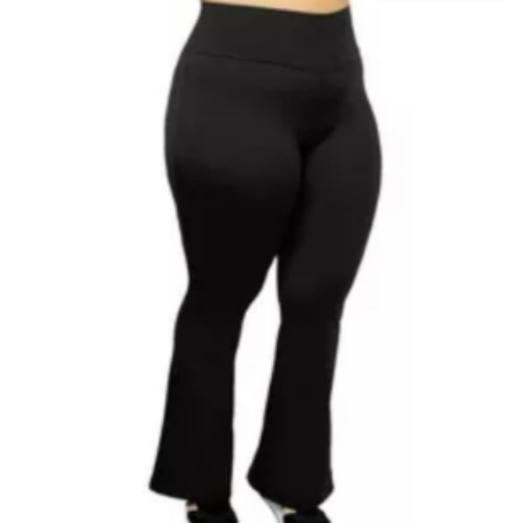 Calça Flare Bailarina Preta Plus Size Legging Suplex Grossa E Cintura Alta do P ao G3