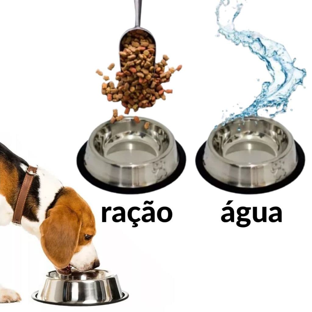 Comedouro Bebedouro Inox Cachorros Gatos Cães p/Pets 500ml Pet Kit ou Unidade