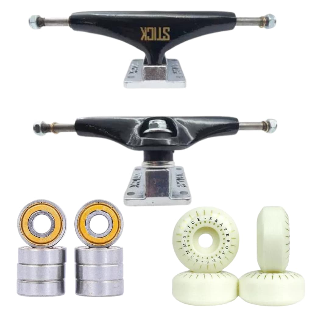 KIT De Skate Truck Stick 139mm Roda 53mm e Rolamento Abc11