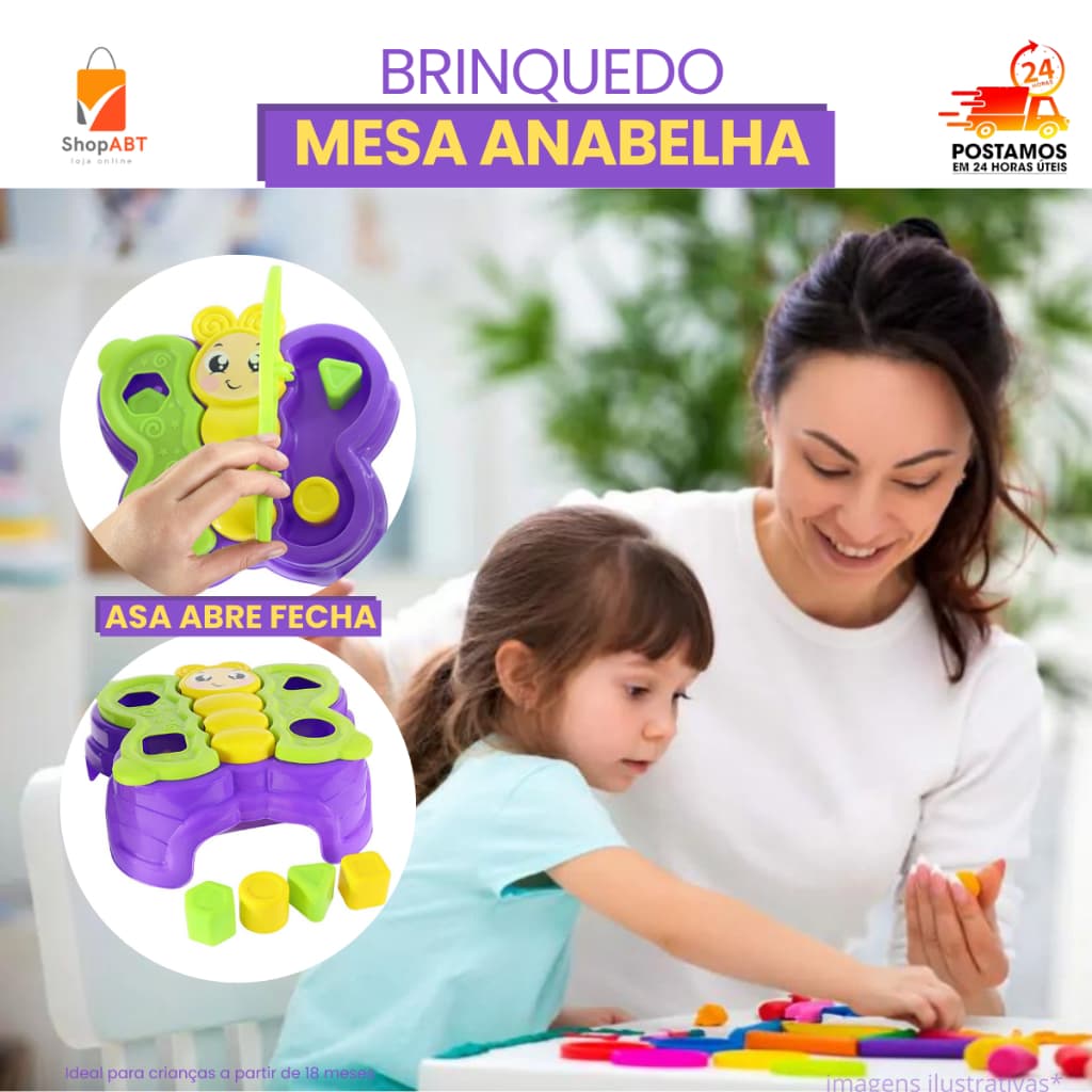 Mesa Anabelha Asa Abre Fecha Colorido Brinquedo Didático Infantil Mesinha Atividades Educativa
