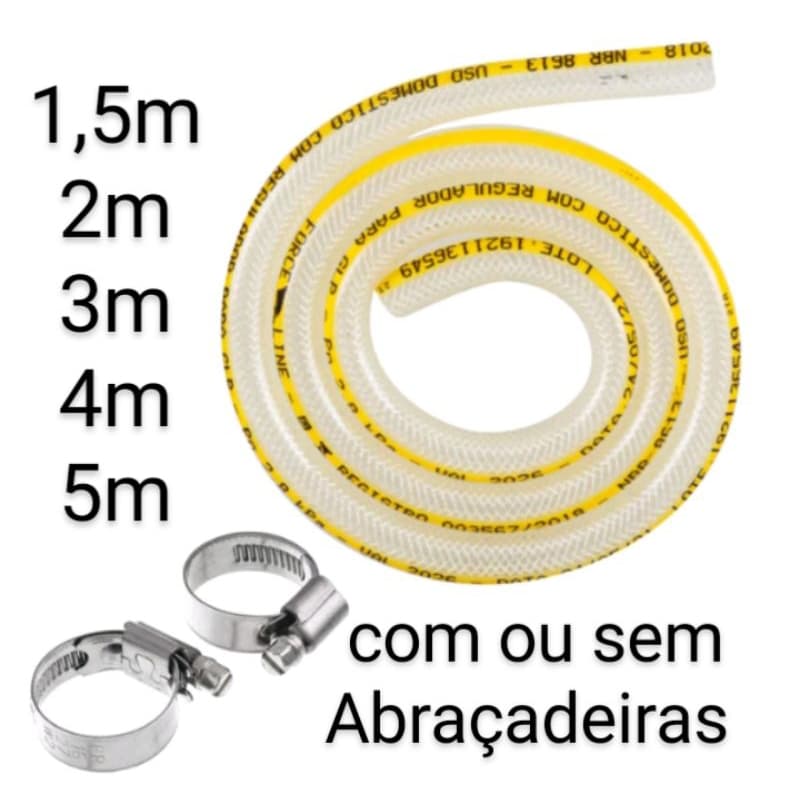 Mangueira De Gás Para Botijão Trançada 3,8 mm Reforçada Multiuso Reforçada