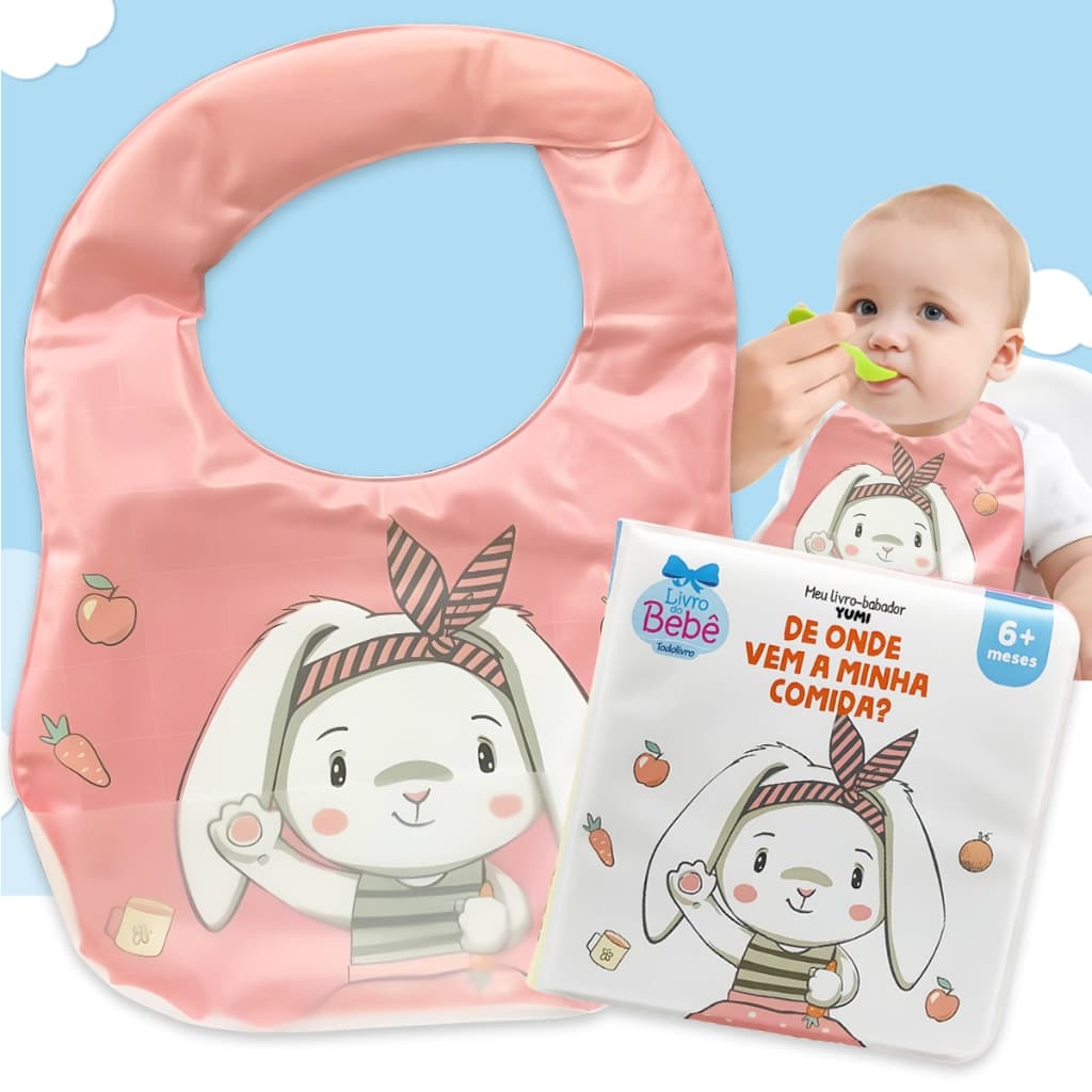 Livro Babador: De Onde Vem A Minha Comida ? | Livro E Babador Em Silicone -Estímulo Tátil -Infantil
