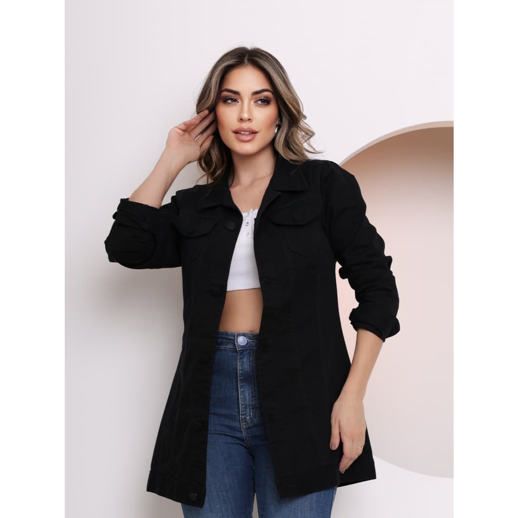 Jaqueta jeans de moda longa das mulheres de muito boa qualidade jaqueta jeans feminina cropped jaqueta jaqueta cropped
