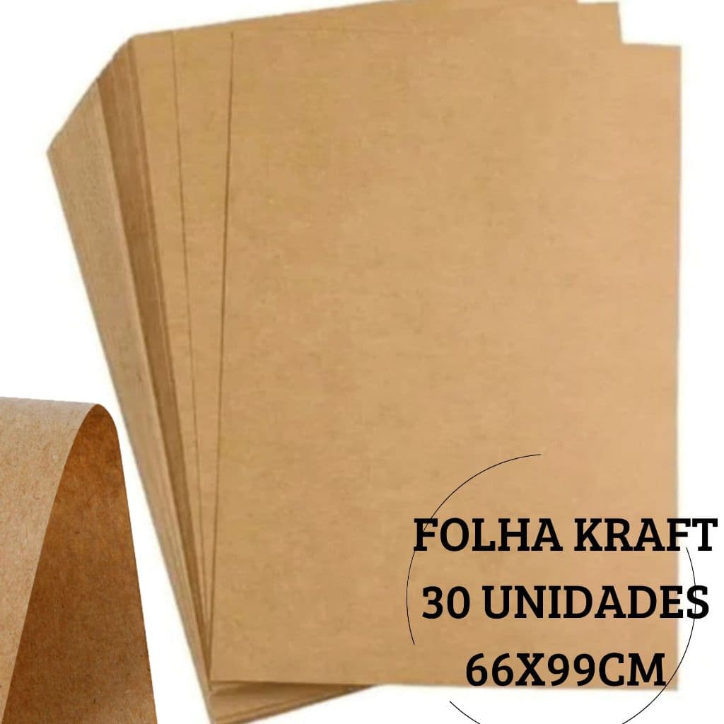 Kit com 30 Folhas de Papel Kraft 66x96cm Embalagens, Delivery e Pinturas