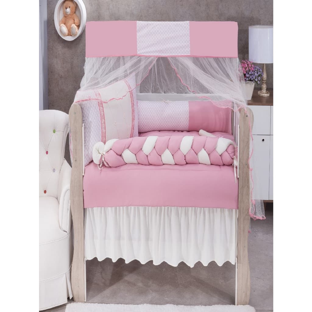KIT DE BERÇO AMERICANO CHARME ROSA COMPLETO