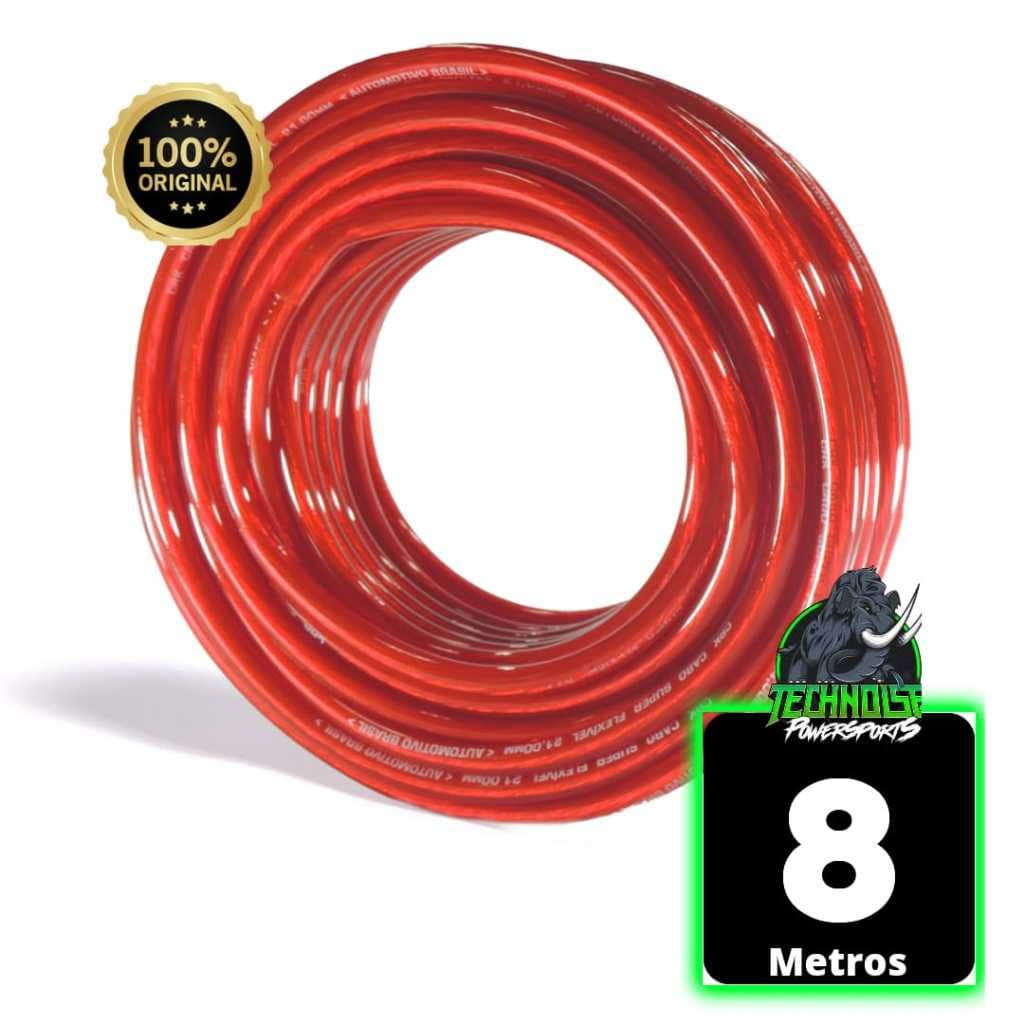 Cabo Bateria 21mm Technoise Força Som Automotivo Rolo 8 Metros 100% Cobre