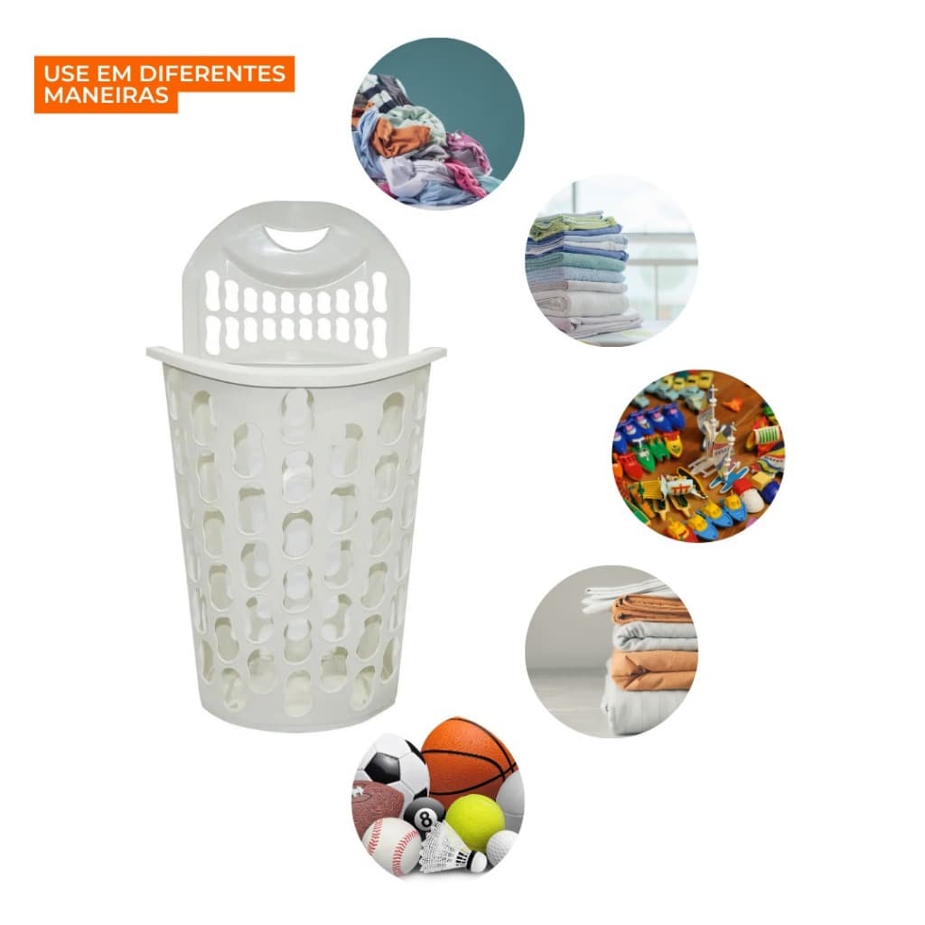 Cesto 40 Litros com Tampa Telado | Resistente, Prático e Ideal para Roupas e Organização