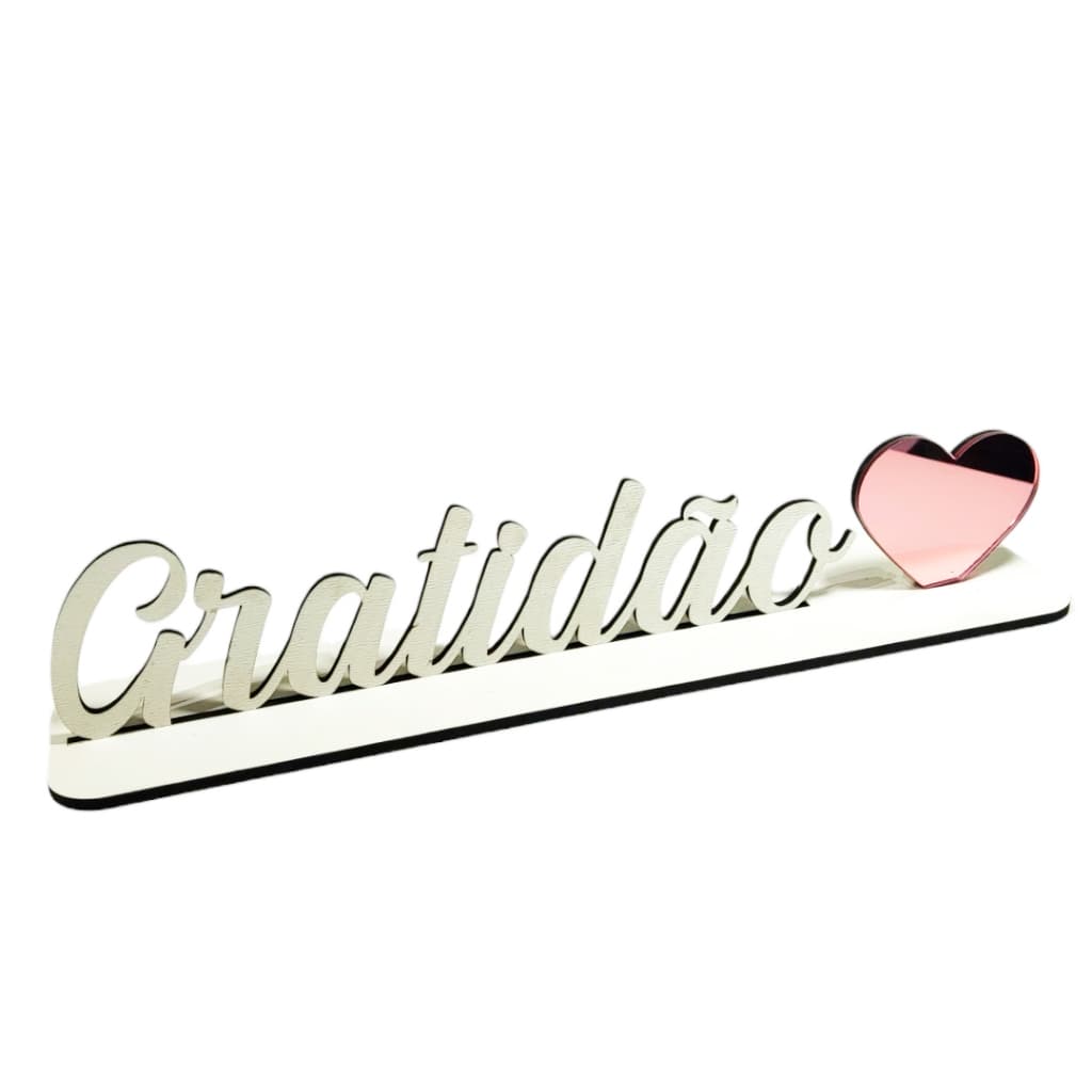 Palavra Decorativa Gratidão em MDF e Acrílico Branco e Preto Decoração para Sala