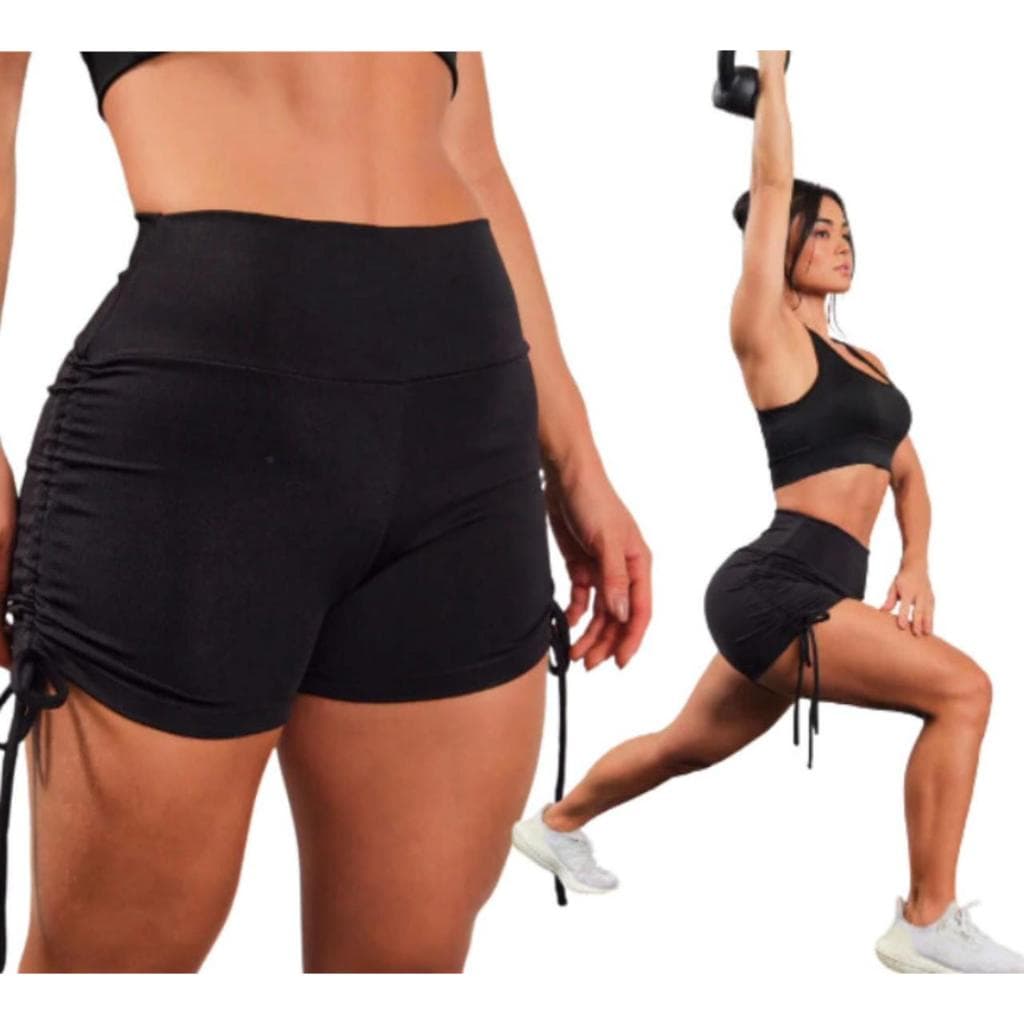 Shorts Cordinha Lateral Shorts de Treino Roupa de Academia Fitness Leve
