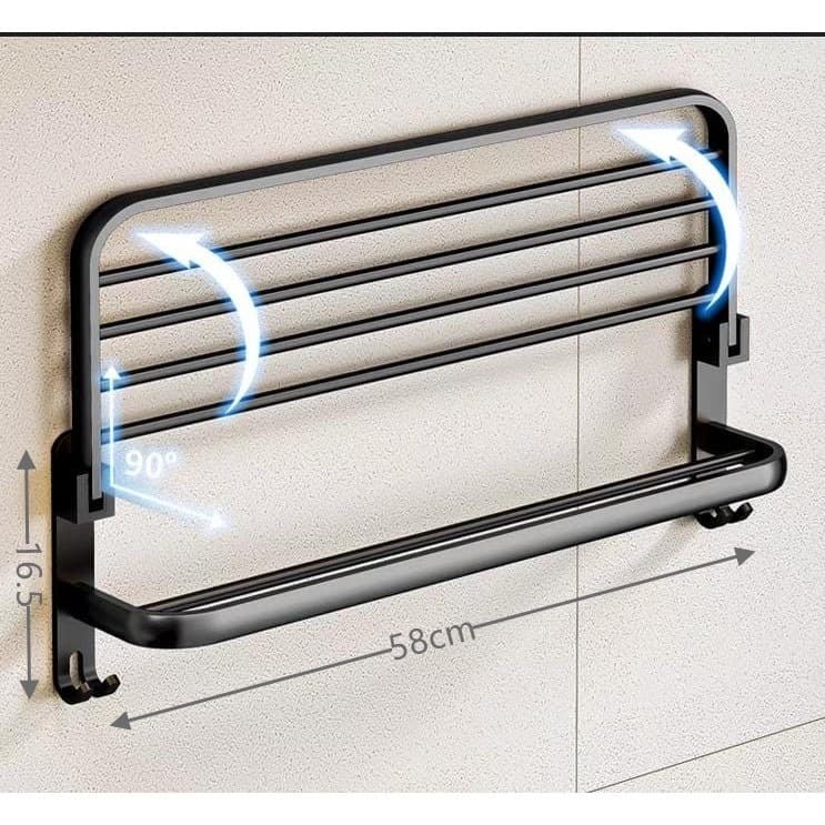 Suporte Banheiro Porta Toalha Toalheiro De Banho Duplo 90° Adesivo Sem Furo Premium linha 8525