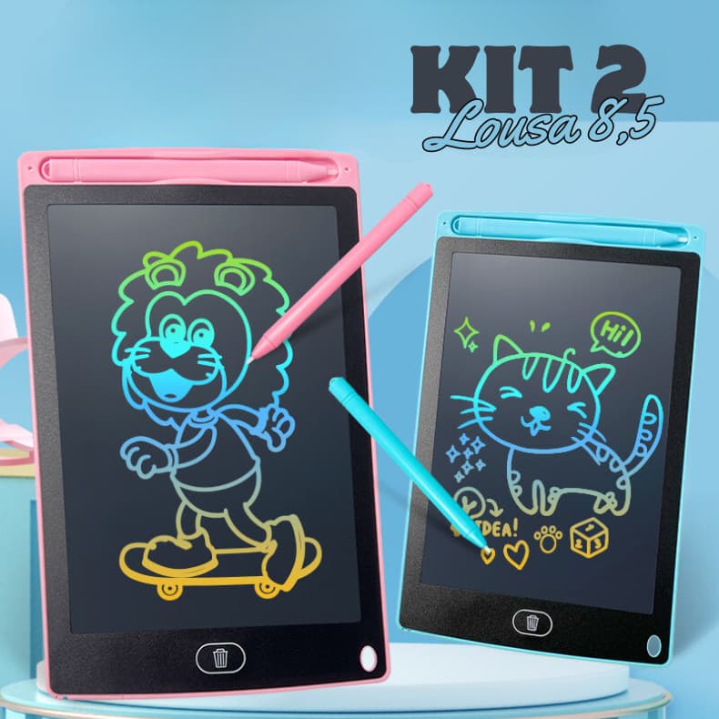 2 Lousas Magicas Tablet Lcd 8,5 Polegadas Para Escrever Pintar e Desenhar Infantil
