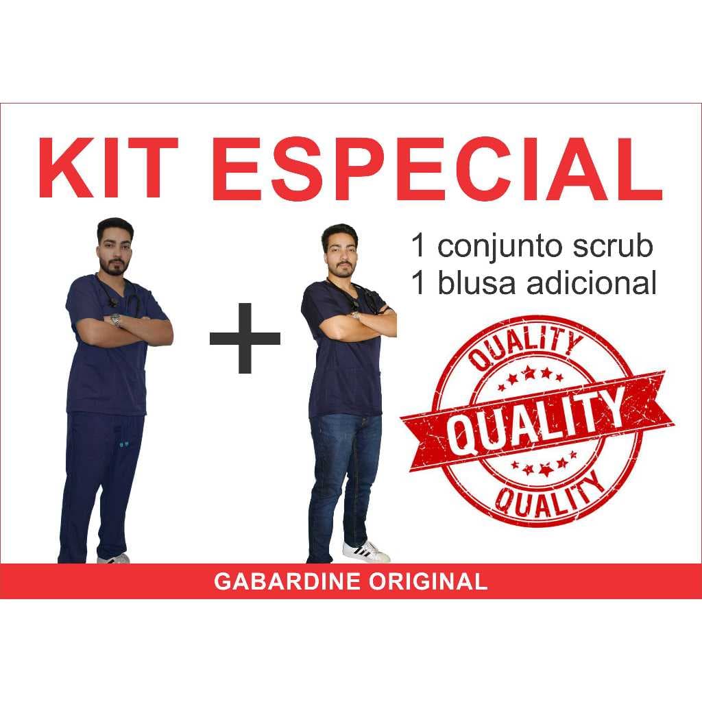 KIT GABARDINE ESPECIAL CONJUNTO SCRUB + BLUSA ADICIONAL GABARDINE ESPECIAL PIJAMA HOSPITAL