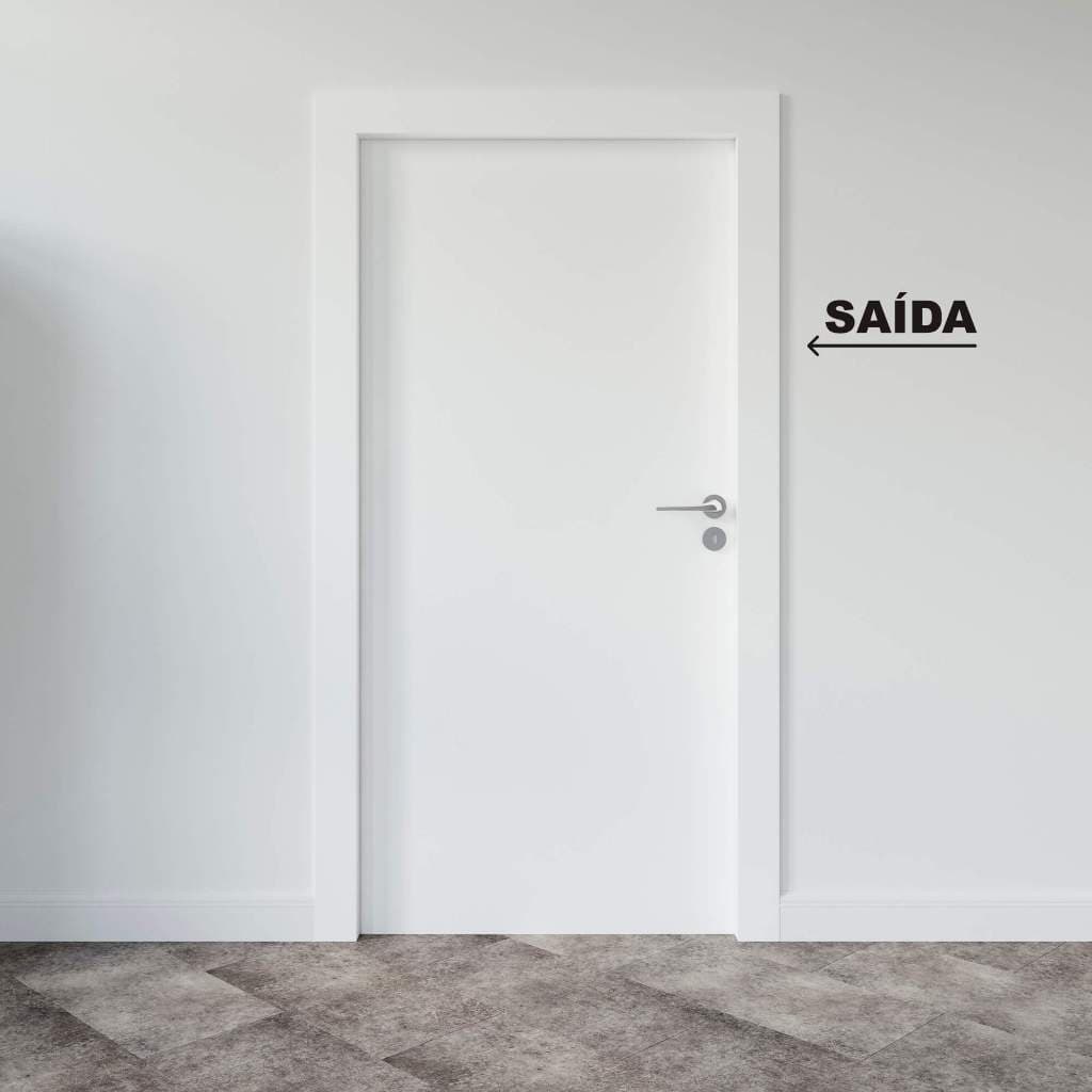Kit 2 Adesivos Identificação Saída com Seta Indicativa Porta Escada