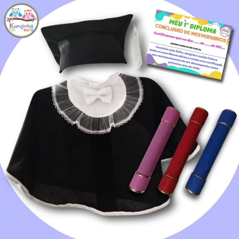 Kit Bebê Formatura Beca Conclusão de Mesversários