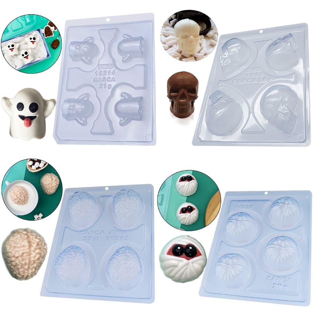 Forma Acetato Com Silicone Halloween 03 Partes Para Chocolate Dias Das Bruxas e Halloween