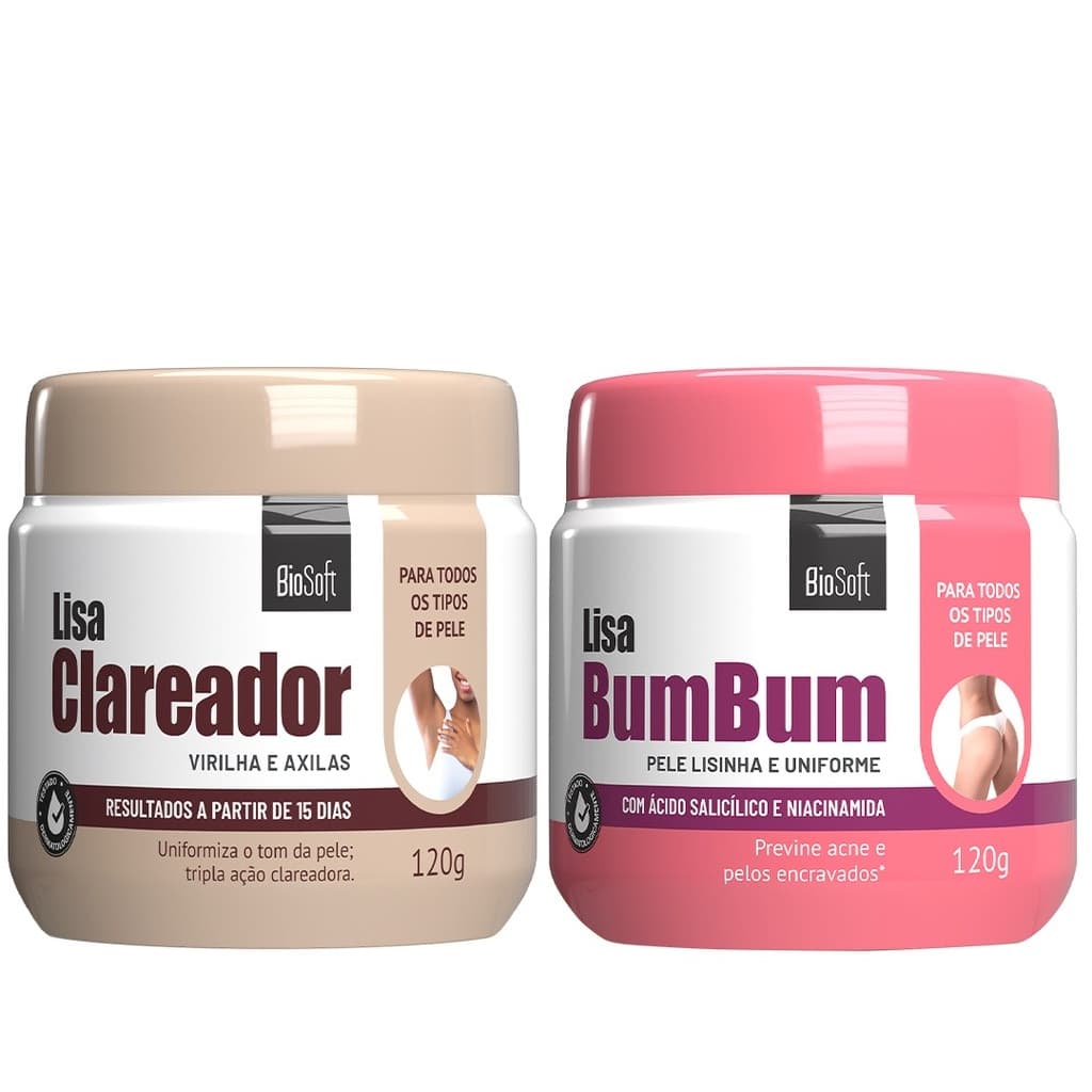 Kit Bumbum Lisinho + Creme Clareador de Virilha e Axila Bio Soft